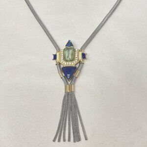 The Limited Statement Tassel Necklace Silver-Tone‎ Long Length Chunky Glam